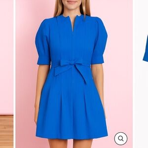 LUUDA Hand-Dyed Blue Puff Sleeve Mini Zipper Dress | Size AU M / US 6–8